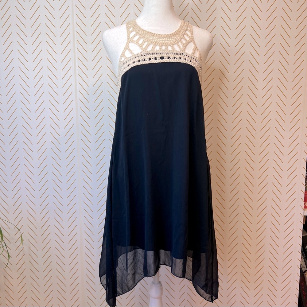Orange creek blue bohemian flowy mini dress
